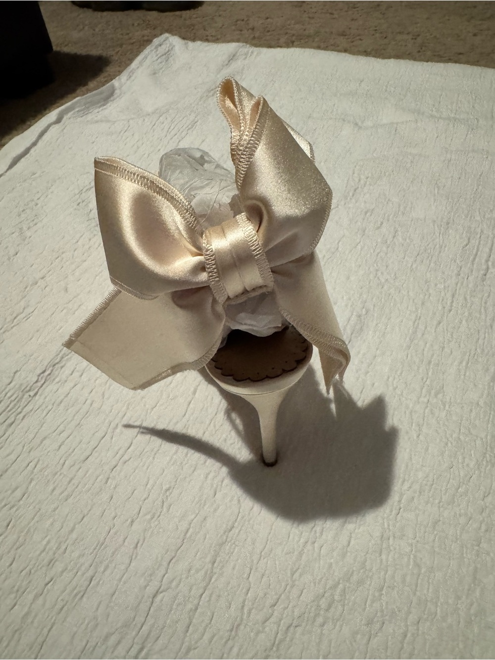 Steve Madden Teacup Satin Bow Back Stiletto Heel in Ivory 8.5